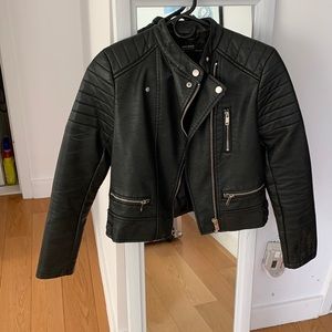 Black Zara faux leather biker jacket
